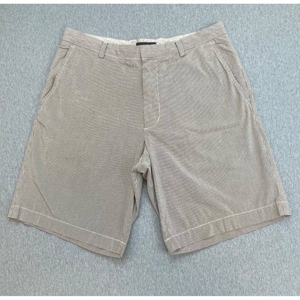 Banana Republic Shorts Mens 34 Brown Pinstripe 100% Cotton 10" Inseam